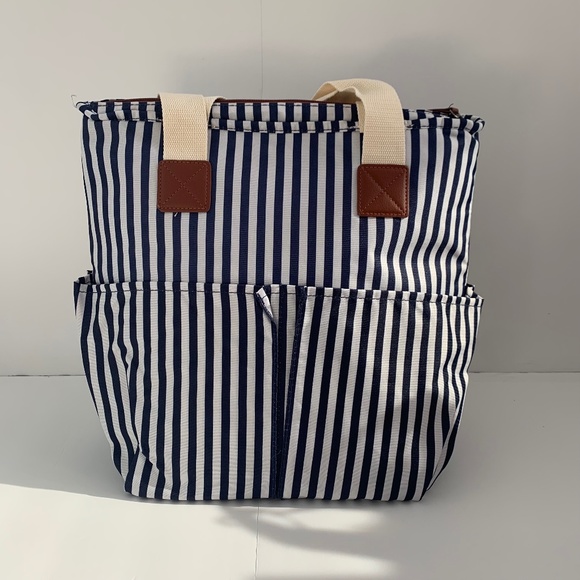 Acorn Street Insulated Wine Cooler Tote with 6 Bottle Capacity Navy Blue Party - Picture 4 of 9